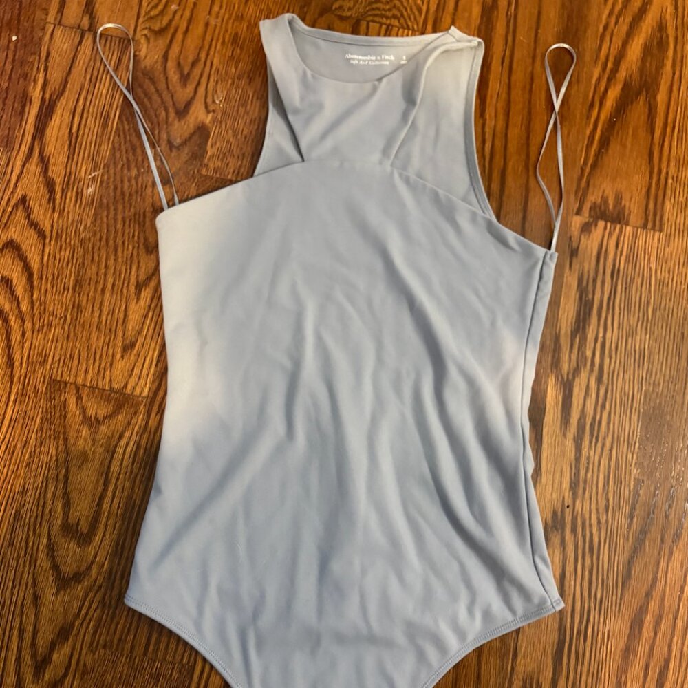 Abercrombie & Fitch soft A&F collection light gray high neck sleeveless bodysuit